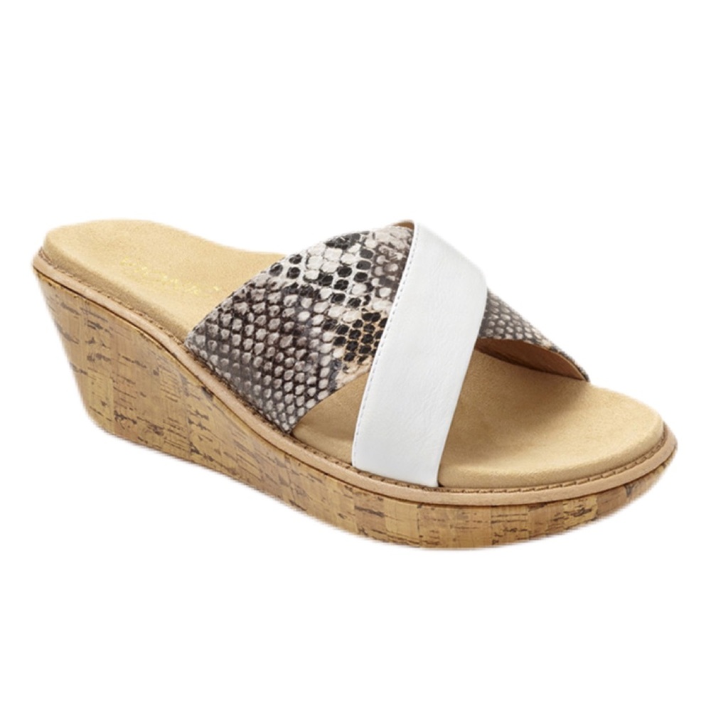 VIONIC Montego Strappy Wedge Sandals White Snake